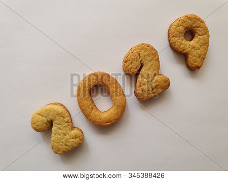 Baked Biscuit That Form The Number 2029, Background For Celebration And Events