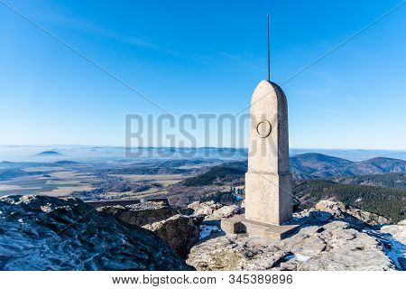 Rohan Border Stone On The Summit Of Jested Mountain. Marking The Border Between The Rohan And Clam-g