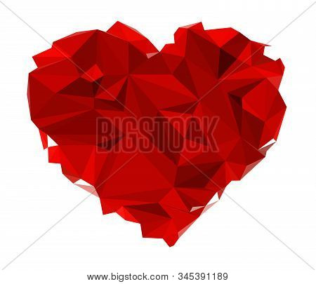 Heart Symbol From Triangles Vector Illustration. Saint Valentains Day Or Womens Day Shape.