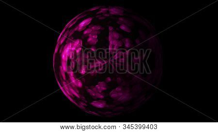 Digital Colorful Sphere With Lighting Circles In Space, Modern Computer Generated Background, 3d Ren