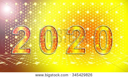 The Golden Year2020 And Polygon Pattern In Background.