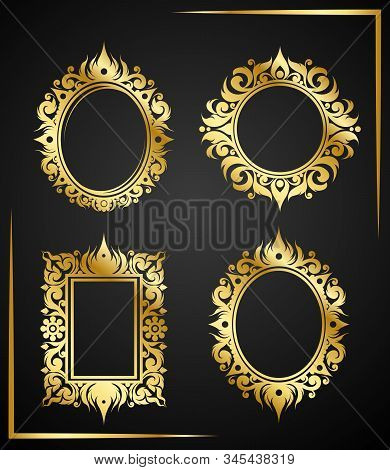 Thai Vintage Frame Border Label Retro Hand Drawn Engraving Antique.vector