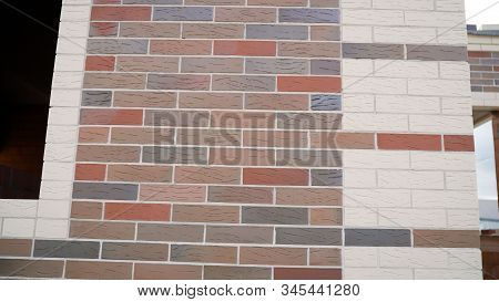 Facade Of A Brick House. Windowless Brick Building