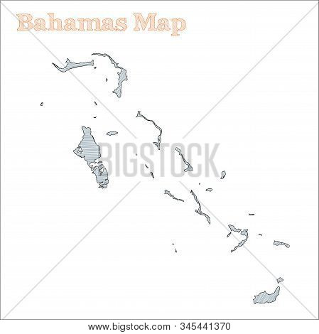 Bahamas Hand-drawn Map. Colourful Sketchy Country Outline. Vector Illustration.