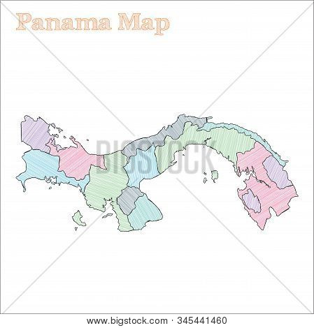 Panama Hand-drawn Map. Colourful Sketchy Country Outline. Vector Illustration.