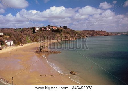 A view of Tenby bay, in West Wales, UK, shot on Velvia slide film in 2015