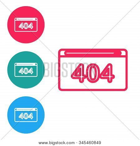 Red Line Page With A 404 Error Icon Isolated On White Background. Template Reports That The Page Is 