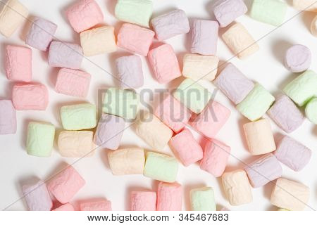 Colorful Group Of Marshmallow Candies Abstract Background