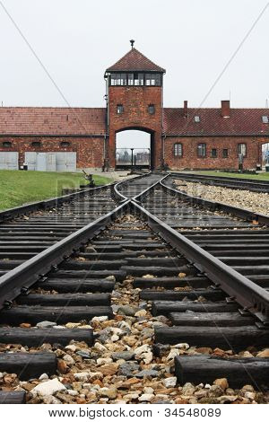 Birkenau'daki için önde gelen Traintracks