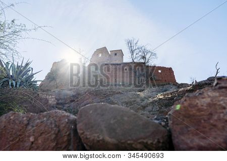 Berber Village Located High In Atlas Mountains, Morocco