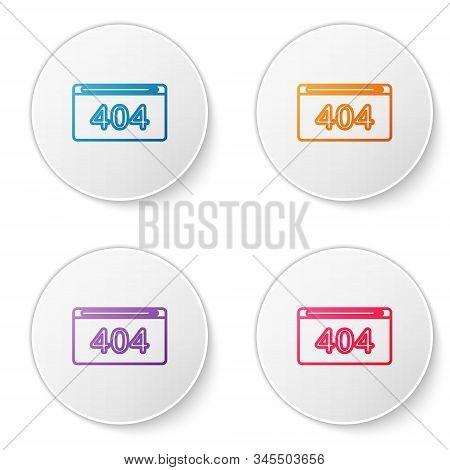 Color Line Page With A 404 Error Icon Isolated On White Background. Template Reports That The Page I