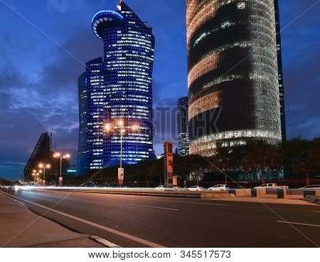Doha, Qatar - Nov 18. 2019. Dohas Al Dafna Area With The High-rises Buildings