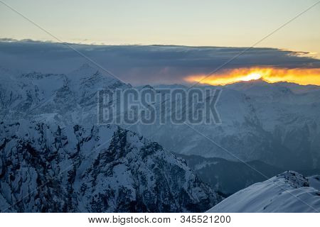 Sunrise From The Summit Of A Himalayan Mountain