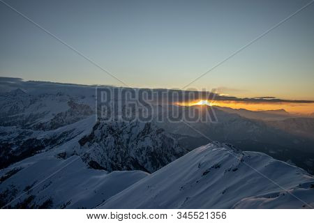 Sunrise From The Summit Of A Himalayan Mountain
