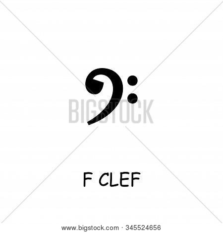 F Clef Flat Vector Icon. Hand Drawn Style Design Illustrations.