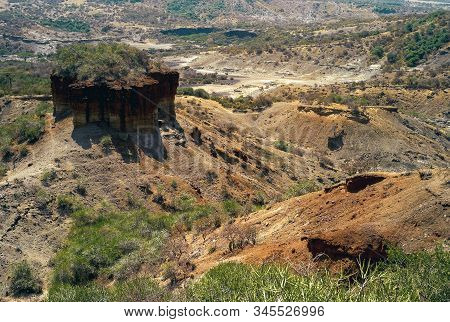 Olduvai Gorge Scenic View In The Great Rift Valley, Tanzania, East Africa. An Important Paleoanthrop
