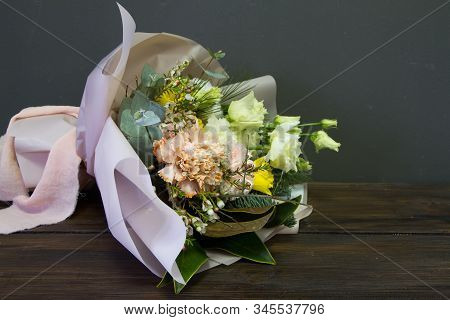 The Original Bouquet In Vintage Style On A Dark Background, Selective Focus