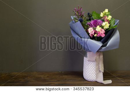 The Original Bouquet In Vintage Style On A Dark Background, Selective Focus