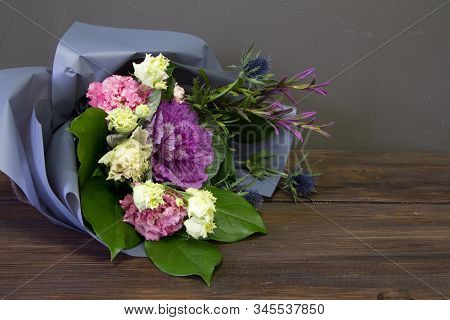 The Original Bouquet In Vintage Style On A Dark Background, Selective Focus