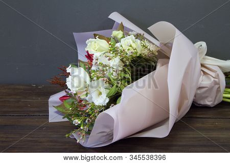 The Original Bouquet In Vintage Style On A Dark Background, Selective Focus