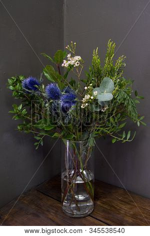 The Original Bouquet In Vintage Style On A Dark Background, Selective Focus