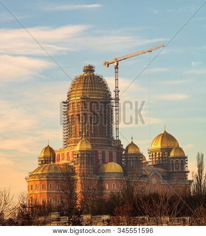 People's Salvation Cathedral (catedrala Mantuirii Neamului) Construction Site. Christian Orthodox Ca