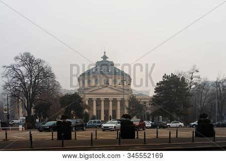 Romanian Athenaeum Or Ateneul Roman, In The Center Of Bucharest, A Landmark Of The Romanian Capital 
