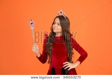 Want To See My Super Power. Magic Trick. Magic Stick Concept. Cute Kid Doing Magic. Amazing Miracles