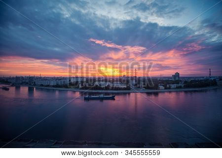 June, 2018, Russia, Saint Petersburg. Top View Near The Volodarsky Bridge And The Embankment. Magic 