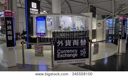 Osaka, Japan- 3 Dec, 2019: Currency Exchange Services At Kansai Airport. Kansai International Airpor