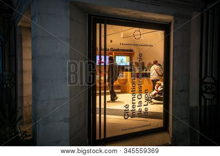 Lyon France , 2 January 2020 : The International City Of Gastronomy Entrance And Sign At The Grand H