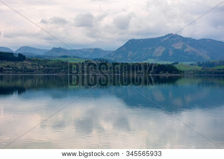 Lake Liptovska Mara In Slovakia. Wondeful Travel Destination Of High Tatras Mountain Ridge. Cloudy W