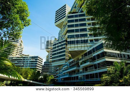 Singapore City, Singapore - April 13, 2019: The Interlace Is Composed Of 1000-unit Apartments & Was 