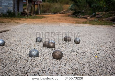 Petanque Ball Boules Bawls On A Dust Floor