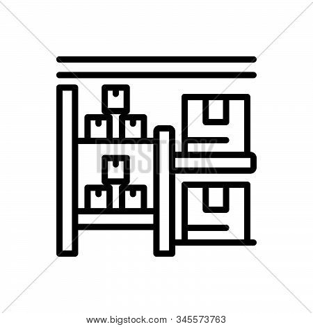 Black Line Icon For Stock Goods Cargo Wares Commodities