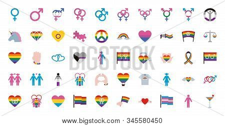 Lgtbi Icon Set Design, Sexual Orientation Gender Identity Love Celebration Equality Pride Holiday An