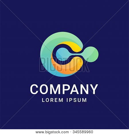 C Letter With Dot Circle Connected As Network Logo Vector