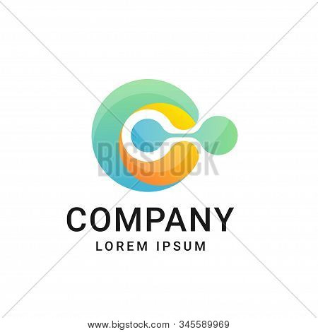 C Letter With Dot Circle Connected As Network Logo Vector