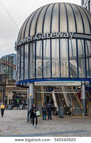 London, Uk - Jan 16, 2020: Entrace To The Dlr Tower Gateway Station In Central London