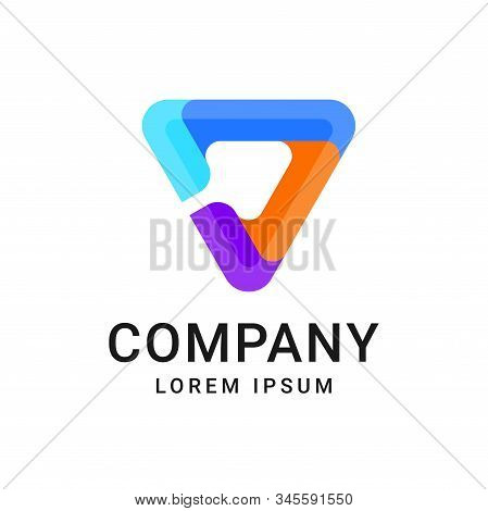 Play Media Button Arrow Symbol Logo Template. Material Design, Origami Flat Style.