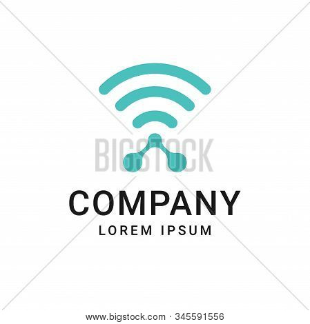 Dot With Wireless Corporation Logo Template Modern Monogram Template On White Background.