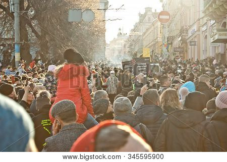Ukraine, Chernivtsi, January 2020. Lightning Festival: 