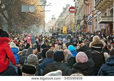 Ukraine, Chernivtsi, January 2020. Lightning Festival: 