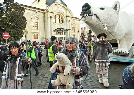 Ukraine, Chernivtsi, January 2020. Lightning Festival: 