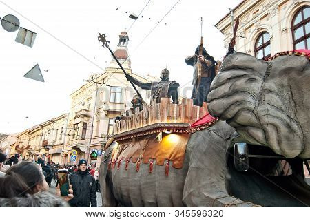 Ukraine, Chernivtsi, January 2020. Lightning Festival: 