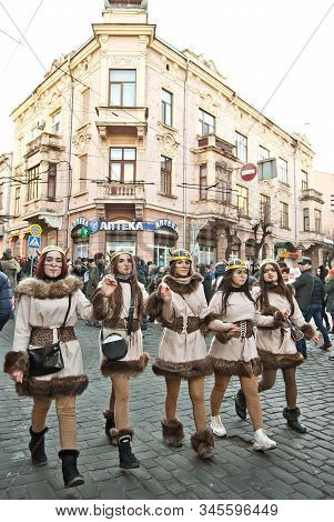 Ukraine, Chernivtsi, January 2020. Lightning Festival: 