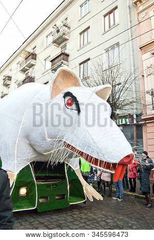 Ukraine, Chernivtsi, January 2020. Lightning Festival: 