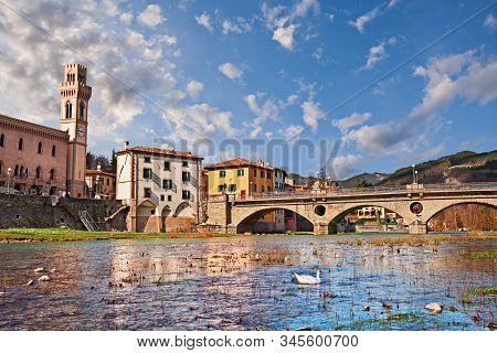 Santa Sofia, Forlì Cesena, Emilia Romagna, Italy: View From The River Shore Of The Ancient Village L