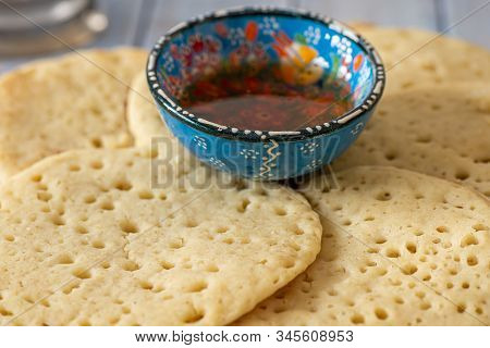 Moroccan Pancakes Baghrir Or Beghrir Or Crapes Can Also Be Named Lahoh With 1000 Holes Served With H