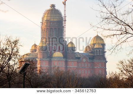 People's Salvation Cathedral (catedrala Mantuirii Neamului) Construction Site. Christian Orthodox Ca
